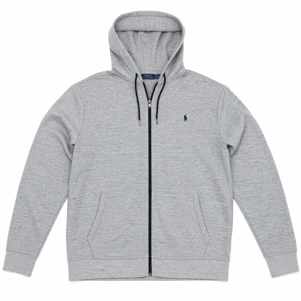 Polo Ralph Lauren Mens 2XLT Tall Gray Full Zip Hoodie Pony Logo Embroidered